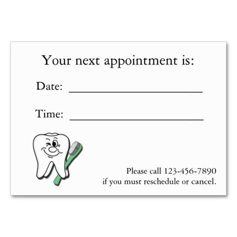 Dental Appointment Cards Templates
